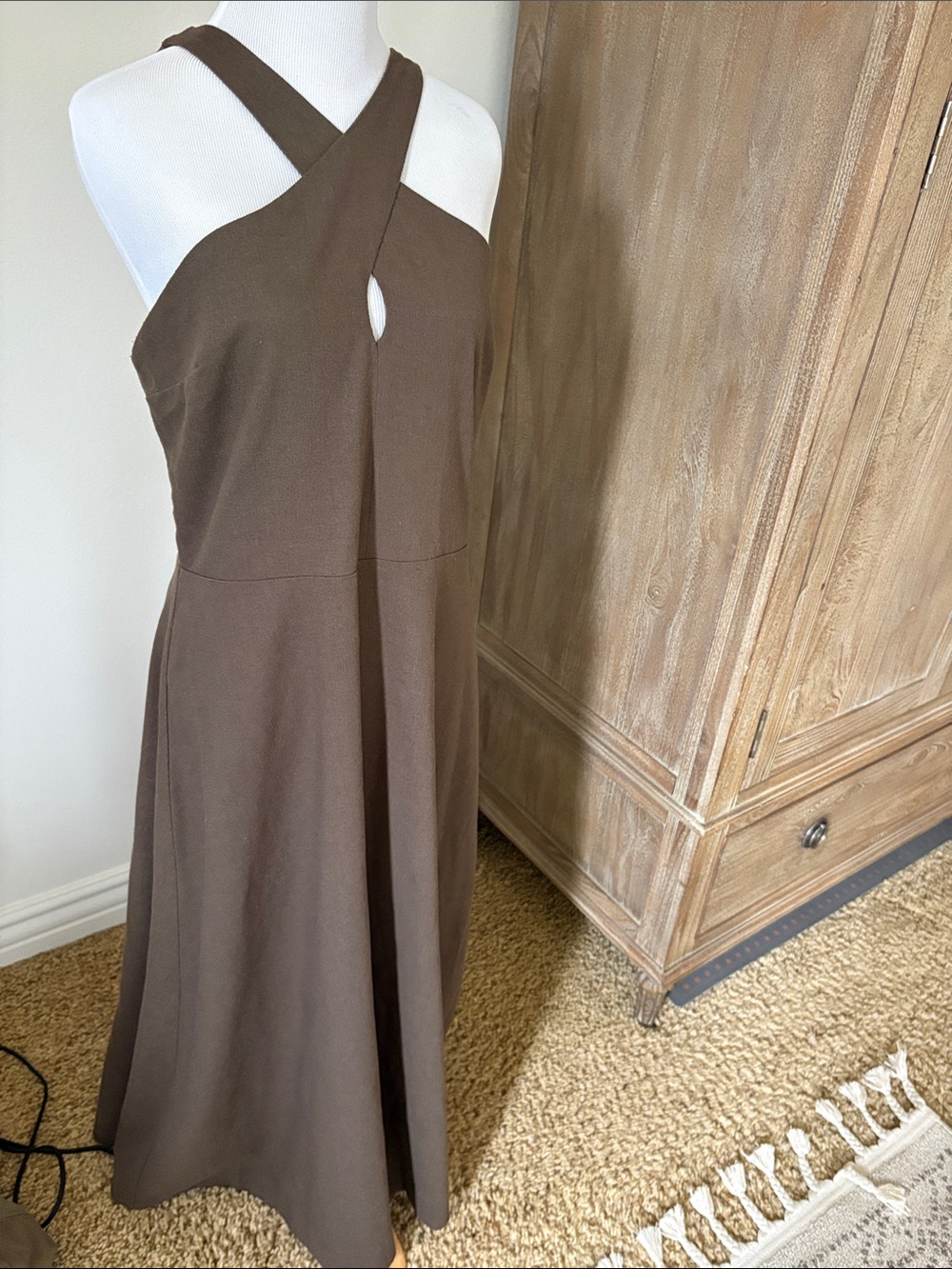 Sadie & Sage Brown One-Shoulder A-Line Dress